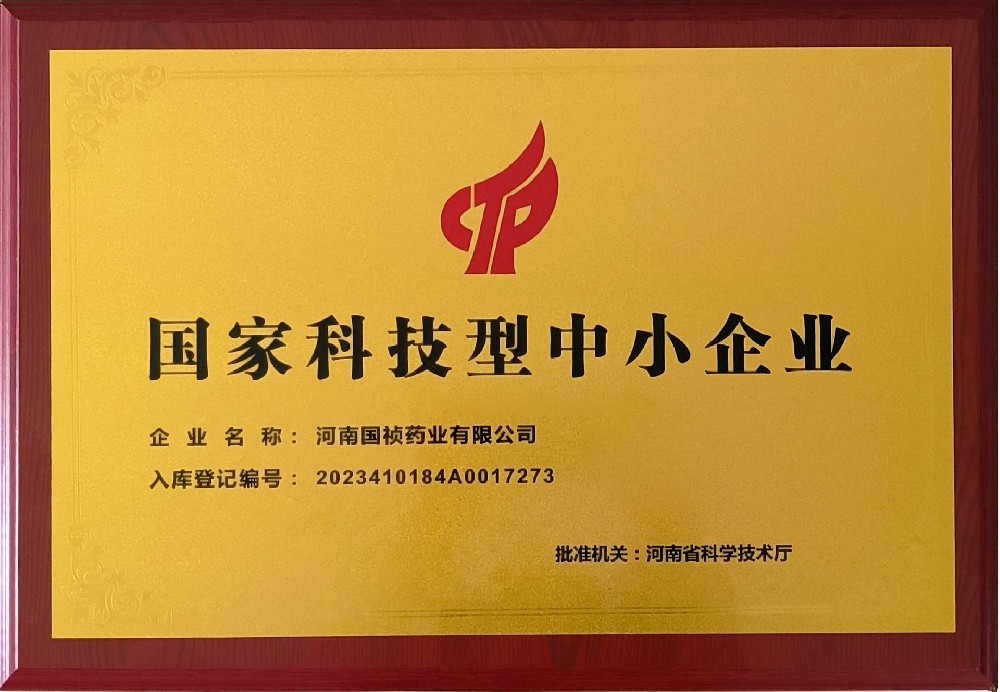 熱烈慶祝國禎藥業(yè)榮獲“國家科技型中小型企業(yè)”榮譽稱號